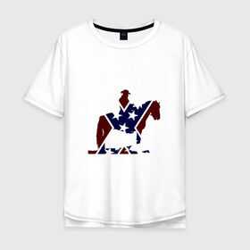 Мужская футболка хлопок Oversize с принтом Конфедерация Америки , 100% хлопок | свободный крой, круглый ворот, “спинка” длиннее передней части | confederation | cowboy | wild west | дикий запад | ковбой | конфедерация