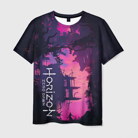 Мужская футболка 3D с принтом Horizon Zero Dawn , 100% полиэфир | прямой крой, круглый вырез горловины, длина до линии бедер | aloy | guerrilla games | horizon zero dawn | элой