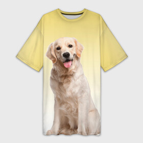 Платье-футболка 3D с принтом Лабрадор ретривер пес ,  |  | домашние любимцы | друг | животные | золотистый ретривер | лабрадор | пес | питомец | породистый | собака