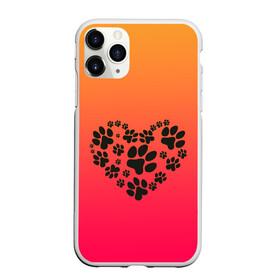 Чехол для iPhone 11 Pro матовый с принтом сердечко из следов собаки , Силикон |  | ветеринар | домашние любимцы | друг | животные | лапа | лапульки | любительница собак | любовь | пес | песик | питомец | сердечко | сердце | символ | след | собака | собаковод | собачник | собачница