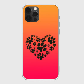 Чехол для iPhone 12 Pro Max с принтом сердечко из следов собаки , Силикон |  | Тематика изображения на принте: ветеринар | домашние любимцы | друг | животные | лапа | лапульки | любительница собак | любовь | пес | песик | питомец | сердечко | сердце | символ | след | собака | собаковод | собачник | собачница