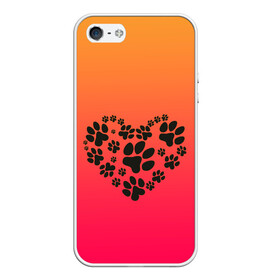 Чехол для iPhone 5/5S матовый с принтом сердечко из следов собаки , Силикон | Область печати: задняя сторона чехла, без боковых панелей | Тематика изображения на принте: ветеринар | домашние любимцы | друг | животные | лапа | лапульки | любительница собак | любовь | пес | песик | питомец | сердечко | сердце | символ | след | собака | собаковод | собачник | собачница