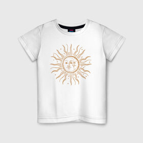 Детская футболка хлопок с принтом солнце и луна , 100% хлопок | круглый вырез горловины, полуприлегающий силуэт, длина до линии бедер | звездное небо | зодиаки | космос | луна | солнце | тату | тренд
