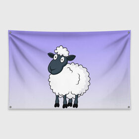 Флаг-баннер с принтом Нарисованный милый барашек , 100% полиэстер | размер 67 х 109 см, плотность ткани — 95 г/м2; по краям флага есть четыре люверса для крепления | барашек | вектор | градиент | детский | коза | кудри | милый | минимализм | нарисованный | овечка | овца | рисунок | шерсть