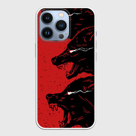 Чехол для iPhone 13 Pro с принтом Evil Wolves ,  |  | Тематика изображения на принте: animal | beast | dark | darkness | evil | moon | nigth | werwolf | wild | wolf | вервольф | вой | волк | волчара | дикий | животное | зверь | клык | клыки | луна | ночь | оборотень | полнолуние