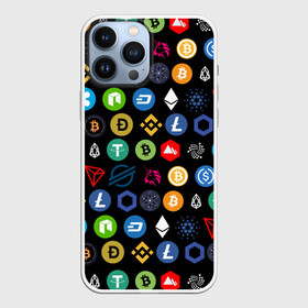 Чехол для iPhone 13 Pro Max с принтом ЛОГОТИПЫ КРИПТОВАЛЮТ | CRYPTOCURRENCIES (Z) ,  |  | binance coin | bitcoin | blockchain | btc | cardano | crypto | ethereum | litecoin | polkadot | tether | xrp | биткоин | блокчейн | валюта | деньги | криптовалюта | майнер | майнинг | цифровая валюта | цифровое золото | эфир