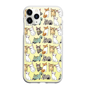 Чехол для iPhone 11 Pro матовый с принтом мультяшные котики на желтом мя , Силикон |  | ветеринар | градиент | домашний питомец | котейки | котики | коты | котэ | котята | кошатник | кошатница | кошачьи | кошки | любитель животных | много | мультяшные | мяу | нэко | рисованный | узор