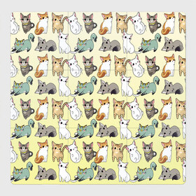 Магнитный плакат 3Х3 с принтом мультяшные котики на желтом мя , Полимерный материал с магнитным слоем | 9 деталей размером 9*9 см | ветеринар | градиент | домашний питомец | котейки | котики | коты | котэ | котята | кошатник | кошатница | кошачьи | кошки | любитель животных | много | мультяшные | мяу | нэко | рисованный | узор