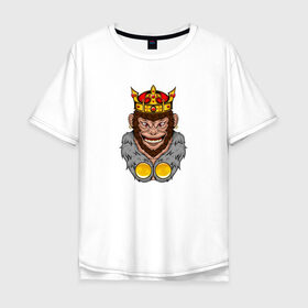 Мужская футболка хлопок Oversize с принтом Monkey King , 100% хлопок | свободный крой, круглый ворот, “спинка” длиннее передней части | animal | beast | crown | force | gorilla | influence | king | monkey | power | власть | влияние | горилла | животное | зверь | кинг | король | корона | манки | обезьяна | сила