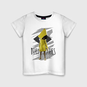 Детская футболка хлопок с принтом Little Nightmares , 100% хлопок | круглый вырез горловины, полуприлегающий силуэт, длина до линии бедер | game | little nightmares | девочка | желтый плащ | игры | парные футболки