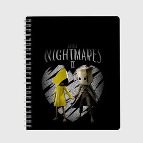 Тетрадь с принтом Little Nightmares II love , 100% бумага | 48 листов, плотность листов — 60 г/м2, плотность картонной обложки — 250 г/м2. Листы скреплены сбоку удобной пружинной спиралью. Уголки страниц и обложки скругленные. Цвет линий — светло-серый
 | black | game | little nightmares 2 | love | девочка и мальчик | любовь | пара | сердце | черный