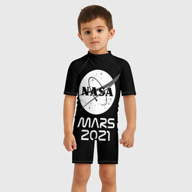 Детский купальный костюм 3D с принтом NASA Perseverance , Полиэстер 85%, Спандекс 15% | застежка на молнии на спине | 2020 | 2021 | 21б | elon | mars | musk | nasa | perseverance | space | spacex | илон | космос | марс | марсоход | маск | наса | настойчивый