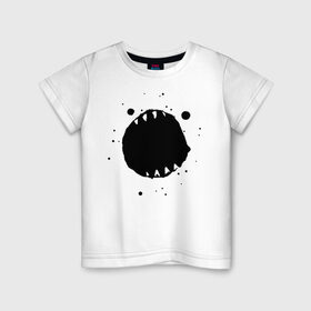 Детская футболка хлопок с принтом Ужос , 100% хлопок | круглый вырез горловины, полуприлегающий силуэт, длина до линии бедер | клыки | монстр | пасть | ужас | ужос | черная дыра