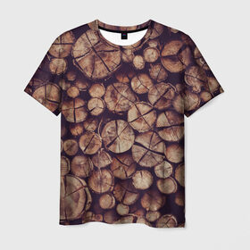 Мужская футболка 3D с принтом Бревна , 100% полиэфир | прямой крой, круглый вырез горловины, длина до линии бедер | art | casual | арт | бревна | бруски | градиент | деревья | минимализм | полено | срубы | структура | текстура