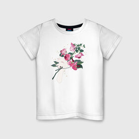 Детская футболка хлопок с принтом Flowers , 100% хлопок | круглый вырез горловины, полуприлегающий силуэт, длина до линии бедер | flo | flowers | растения | флористика | цветение | цветы