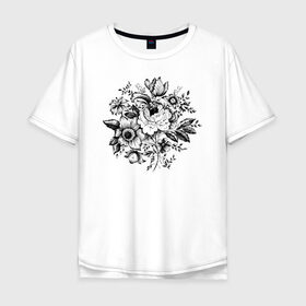 Мужская футболка хлопок Oversize с принтом Flowers , 100% хлопок | свободный крой, круглый ворот, “спинка” длиннее передней части | flo | flowers | растения | флористика | цветение | цветы