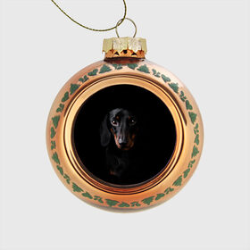 Стеклянный ёлочный шар с принтом ТАКСА , Стекло | Диаметр: 80 мм | animal | black | dog | photo | глаза | домашние | животные | звери | пес | собакен | собаки | такса | черный