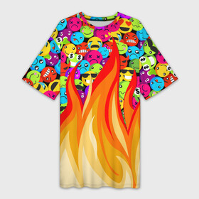 Платье-футболка 3D с принтом SLAVA MARLOW   Смайлики ,  |  | clip | emoji | emojji | feat | fire | flame | manny | music | tik tok | video | готлиб | клип | ля ля ля | марлов | марлоу | музыка | мэнни | реп | рэп | слава | тик ток | ты горишь как огонь | ты мне очень нравишься | у меня агония | 