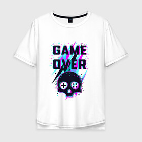Мужская футболка хлопок Oversize с принтом Game Over , 100% хлопок | свободный крой, круглый ворот, “спинка” длиннее передней части | видео игра | джойстик.игра окончена | играть вектор | игровая консоль | игровой логотип | мода | произведение искусства