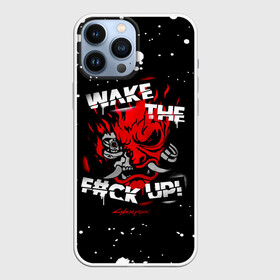 Чехол для iPhone 13 Pro Max с принтом WAKE THE FCK UP ,  |  | cyberpunk 2077 | hacker | maelstrom | militech | quadra | samurai | technology | trauma team | v | будущее | игра | иероглифы | киану ривз | кибер | киберпанк | киборг | киборги | корпорация | лого | милитек | панк | роботы | самурай | техн