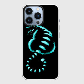 Чехол для iPhone 13 Pro с принтом ВОЛШЕБНЫЙ КОТ ,  |  | black | blue | cat | fairytale | neon | pussy | домашние | животные | звери | кот | котэ | кошка | неон | синий | сказка | черный | чешир