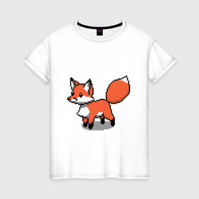 Женская футболка хлопок с принтом Minecraft Pixel art fox , 100% хлопок | прямой крой, круглый вырез горловины, длина до линии бедер, слегка спущенное плечо | art | fox | minecraft | pixel | квадратики | лис | лиса | лисенок | лисичка | майнкрафт | пиксели | пиксель