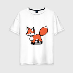 Женская футболка хлопок Oversize с принтом Minecraft Pixel art fox , 100% хлопок | свободный крой, круглый ворот, спущенный рукав, длина до линии бедер
 | art | fox | minecraft | pixel | квадратики | лис | лиса | лисенок | лисичка | майнкрафт | пиксели | пиксель