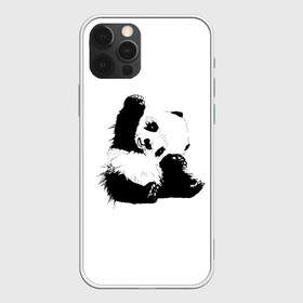 Чехол для iPhone 12 Pro Max с принтом Панда минимализм , Силикон |  | animal | bear | beast | black | minimalism | panda | white | белое | животное | зверь | краски | медведь | минимализм | панда | чернила | черно белое | черное