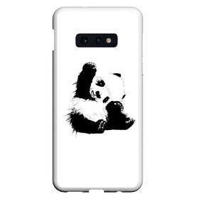 Чехол для Samsung S10E с принтом Панда минимализм , Силикон | Область печати: задняя сторона чехла, без боковых панелей | animal | bear | beast | black | minimalism | panda | white | белое | животное | зверь | краски | медведь | минимализм | панда | чернила | черно белое | черное