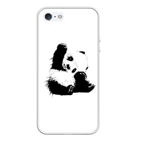 Чехол для iPhone 5/5S матовый с принтом Панда минимализм , Силикон | Область печати: задняя сторона чехла, без боковых панелей | animal | bear | beast | black | minimalism | panda | white | белое | животное | зверь | краски | медведь | минимализм | панда | чернила | черно белое | черное