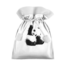 Подарочный 3D мешок с принтом Панда минимализм , 100% полиэстер | Размер: 29*39 см | Тематика изображения на принте: animal | bear | beast | black | minimalism | panda | white | белое | животное | зверь | краски | медведь | минимализм | панда | чернила | черно белое | черное