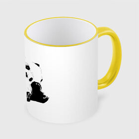 Кружка с принтом Панда минимализм , керамика | ёмкость 330 мл | animal | bear | beast | black | minimalism | panda | white | белое | животное | зверь | краски | медведь | минимализм | панда | чернила | черно белое | черное