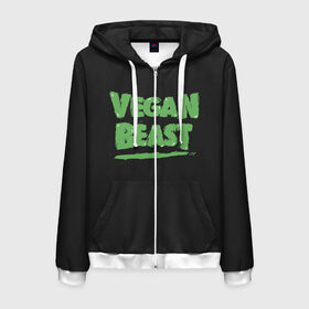 Мужская толстовка 3D на молнии с принтом Vegan Beast , 100% полиэстер | длина до линии бедра, манжеты и пояс оформлены мягкой тканевой резинкой, двухслойный капюшон со шнурком для регулировки, спереди молния, по бокам два кармана | Тематика изображения на принте: animal | beast | herbivorous | mutant | vegan | vegetarian | веган | вегетарианец | животное | зверь | мутант