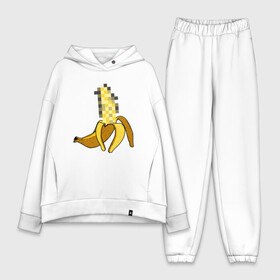 Женский костюм хлопок Oversize с принтом Банан Цензура ,  |  | Тематика изображения на принте: banana | brazzers | censored | банан | без | пиксели | пиксель | фрукт