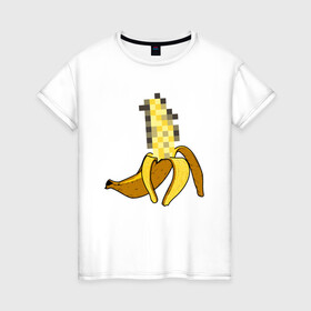 Женская футболка хлопок с принтом Банан Цензура , 100% хлопок | прямой крой, круглый вырез горловины, длина до линии бедер, слегка спущенное плечо | banana | brazzers | censored | банан | без | пиксели | пиксель | фрукт