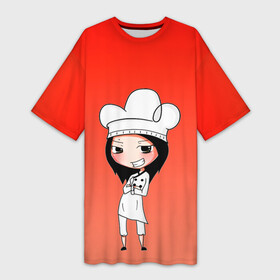 Платье-футболка 3D с принтом Повар девушка манга ,  |  | аниме | арт | готовка | градиент | девочка | девушка | детский | еда | кавай | манга | мило | мультяшный | персонаж | повар | рисунок | чиби