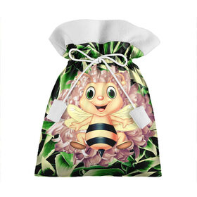 Подарочный 3D мешок с принтом пчелка жужа , 100% полиэстер | Размер: 29*39 см | Тематика изображения на принте: art | casual | арт | весна | градиент | минимализм | пчела | пчелка | структура | текстура | цветок