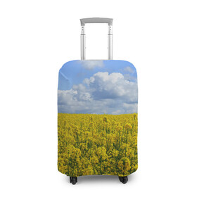 Чехол для чемодана 3D с принтом Желтый цвет весны , 86% полиэфир, 14% спандекс | двустороннее нанесение принта, прорези для ручек и колес | art | casual | арт | весенний | весна | градиент | зелень | лето | облака | поле | растения | структура | текстура | цветы
