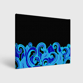 Холст прямоугольный с принтом Синие волны, узор , 100% ПВХ |  | abstract | art | japan style | nature | ocean | pattern | sea | summer | абстракция | арт | вода | волны | лето | море | морские | ночь | океан | орнамент | природа | рисунок | синий узор | узор | узор на черном | щупальца | японские вол