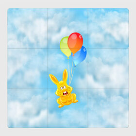 Магнитный плакат 3Х3 с принтом Харитон на воздушных шариках , Полимерный материал с магнитным слоем | 9 деталей размером 9*9 см | воздушные шары | детям | желейный заяц | зайчики | заяц | заяц харитон | звери | кролик | небо | харитошка