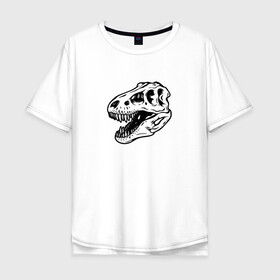 Мужская футболка хлопок Oversize с принтом Череп Тираннозавра , 100% хлопок | свободный крой, круглый ворот, “спинка” длиннее передней части | динозавр | минимализм | рисунок | тираннозавра | череп | череп тираннозавра