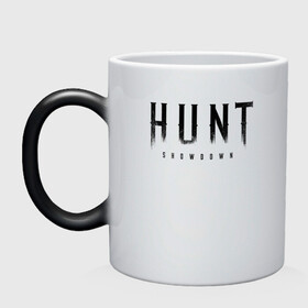 Кружка хамелеон с принтом HUNT: showdown черный , керамика | меняет цвет при нагревании, емкость 330 мл | Тематика изображения на принте: hunt | hunt: showdown | showdown | охота | хант