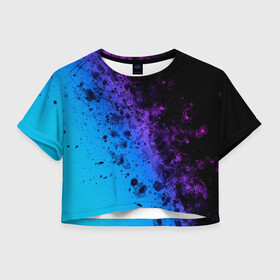 Женская футболка Crop-top 3D с принтом Неоновые Краски , 100% полиэстер | круглая горловина, длина футболки до линии талии, рукава с отворотами | anarchy | chaos | color | colors | neon | paint | анархия | брызги | капли | краска | краски | неон | неоновая | неоновый | палитра | текстура | хаос | цвет | цвета