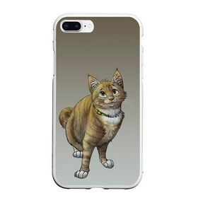 Чехол для iPhone 7Plus/8 Plus матовый с принтом полосатый уличный кот , Силикон | Область печати: задняя сторона чехла, без боковых панелей | арт | бандит | вектор | градиент | кот | котенок | котик | котэ | мультяшный | мяу | полоски | рисунок | рыжий | серый | уличный | хитрюга