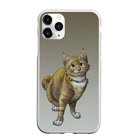 Чехол для iPhone 11 Pro Max матовый с принтом полосатый уличный кот , Силикон |  | арт | бандит | вектор | градиент | кот | котенок | котик | котэ | мультяшный | мяу | полоски | рисунок | рыжий | серый | уличный | хитрюга