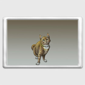 Магнит 45*70 с принтом полосатый уличный кот , Пластик | Размер: 78*52 мм; Размер печати: 70*45 | арт | бандит | вектор | градиент | кот | котенок | котик | котэ | мультяшный | мяу | полоски | рисунок | рыжий | серый | уличный | хитрюга