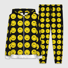Женский костюм 3D с принтом Смайлики ,  |  | emoji | smile | sticker | грусть | любовь | печаль | плачь | смайлики | стикеры | текстура | улыбка | эмоджи | эмодзи