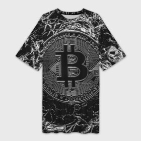 Платье-футболка 3D с принтом БИТКОИН | BITCOIN ,  |  | bitcoin | blockchain | btc | cardano | crypto | ethereum | polkadot | tether | xrp | бинанс | биткоин | блокчейн | валюта | деньги | криптовалюта | майнер | майнинг | цифровая валюта | цифровое золото | эфир