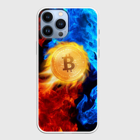 Чехол для iPhone 13 Pro Max с принтом БИТКОИН | BITCOIN FIRE ,  |  | Тематика изображения на принте: bitcoin | blockchain | btc | cardano | crypto | ethereum | polkadot | tether | xrp | бинанс | биткоин | блокчейн | валюта | деньги | криптовалюта | майнер | майнинг | цифровая валюта | цифровое золото | эфир