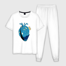 Мужская пижама хлопок с принтом Сердце художника , 100% хлопок | брюки и футболка прямого кроя, без карманов, на брюках мягкая резинка на поясе и по низу штанин
 | heart | van gogh | абстракция | ван гог | живопись | звездная ночь | искусство | картина | краски | медицина | органы | рисунок | сердечко | сердце | текстуры | художник